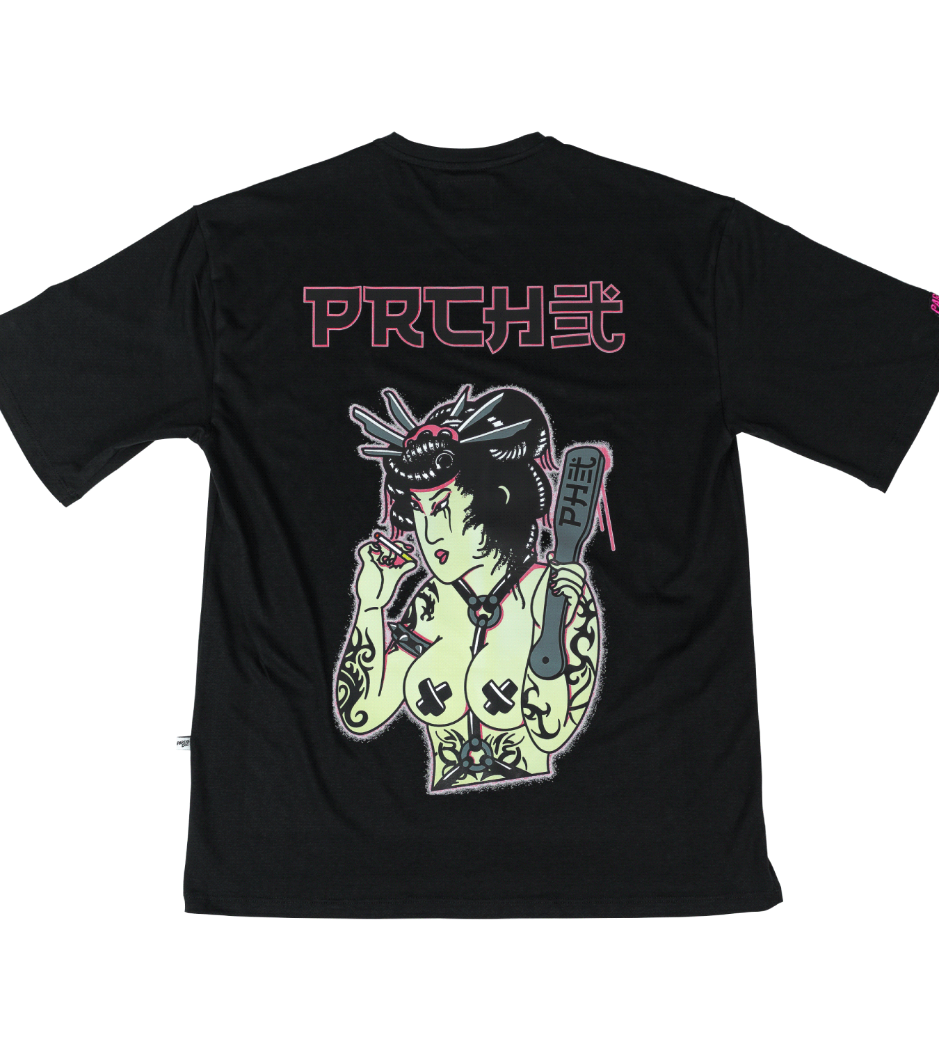 camiseta_oversize_geisha_negra_pecado_parchados_espalda